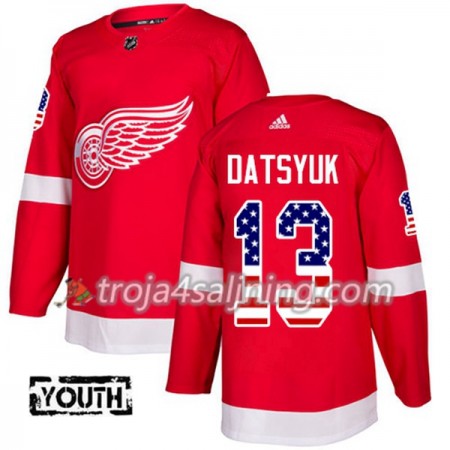 Detroit Red Wings tröja Pavel Datsyuk 13 Röd USA Flag Fashion 2017-2018 Adidas Authentic - NHL Tröjor Barn
